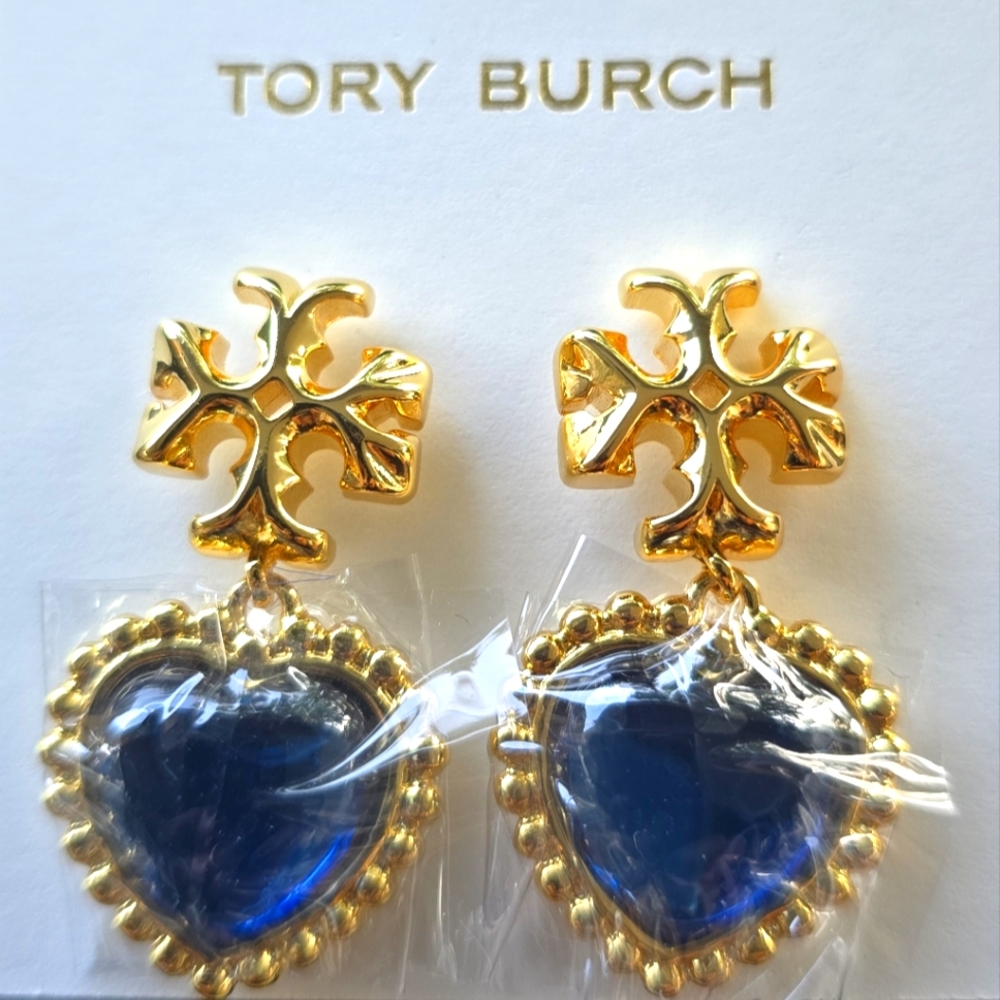 Tory Burch Roxanne Blue Crystal Drop Earrings